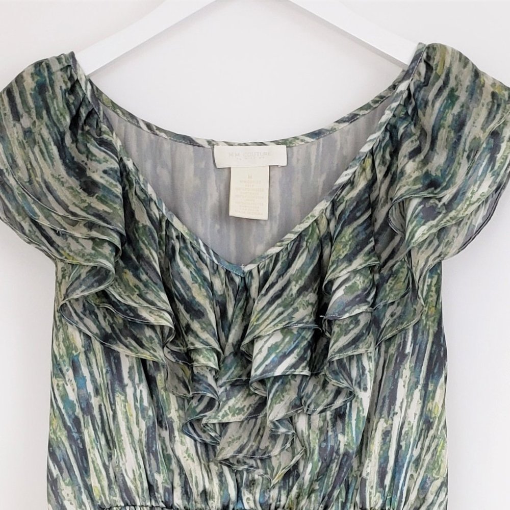 MM COUTURE Med MISS ME Green Ruffled V-Neck Dress - Picture 4 of 8